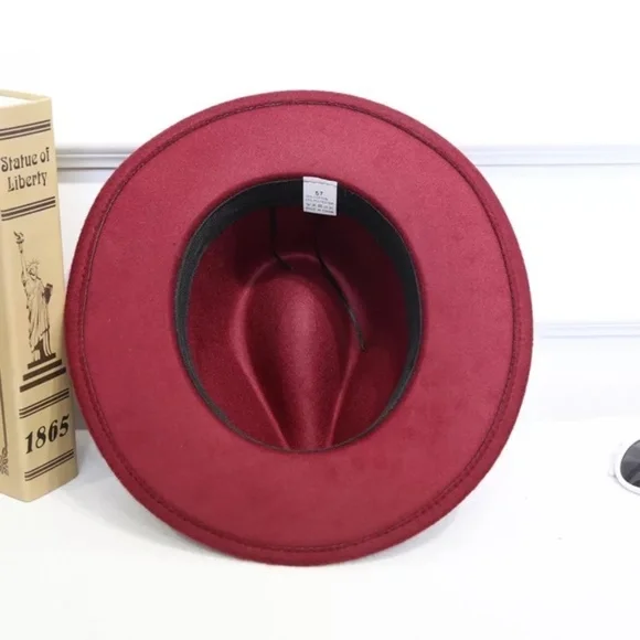 Vegan Fedora Wide No Trim Firm Brim FA Wool Hat - Picture 13 of 15